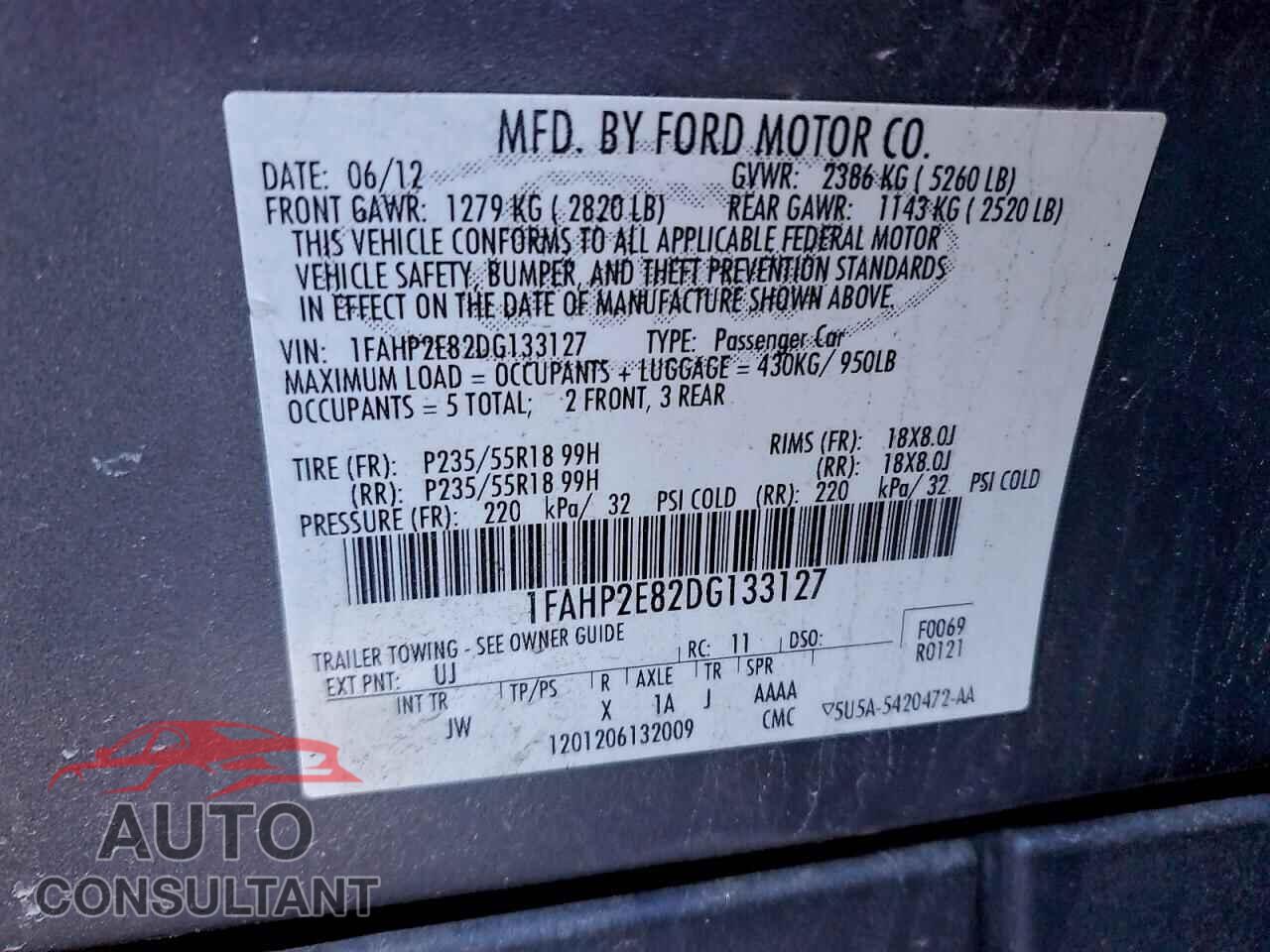 FORD TAURUS 2013 - 1FAHP2E82DG133127