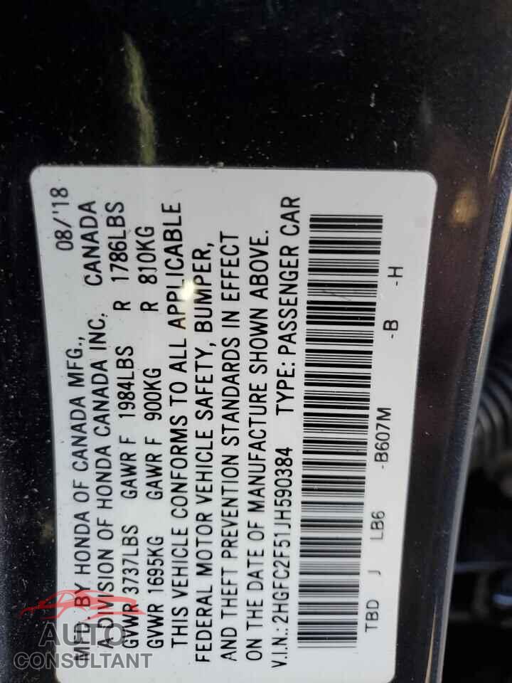 HONDA CIVIC 2018 - 2HGFC2F51JH590384