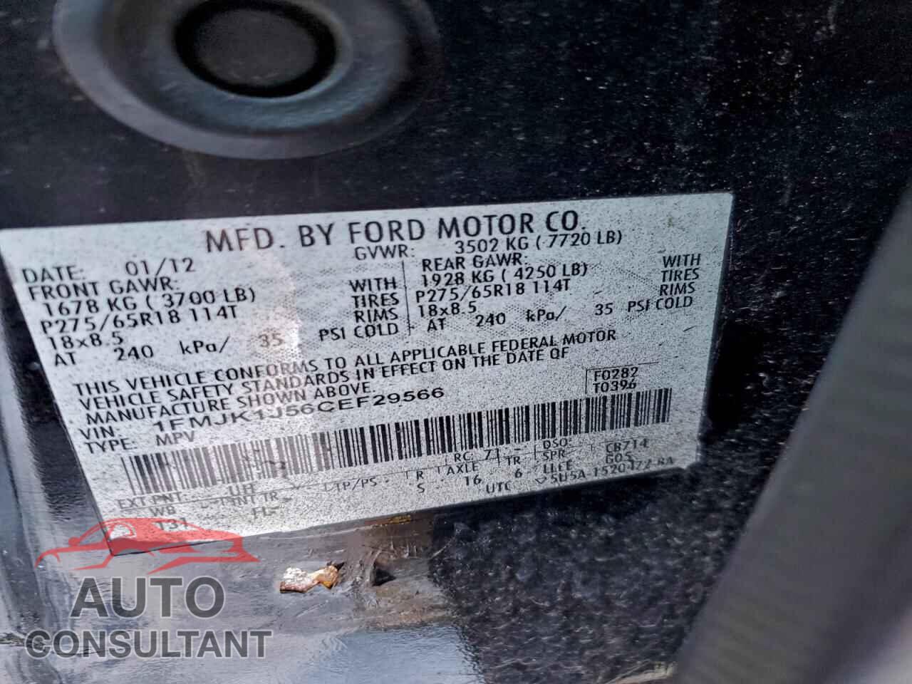 FORD EXPEDITION 2012 - 1FMJK1J56CEF29566