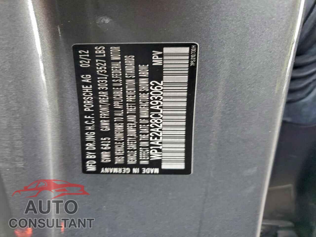 PORSCHE CAYENNE 2012 - WP1AE2A28CLA93062
