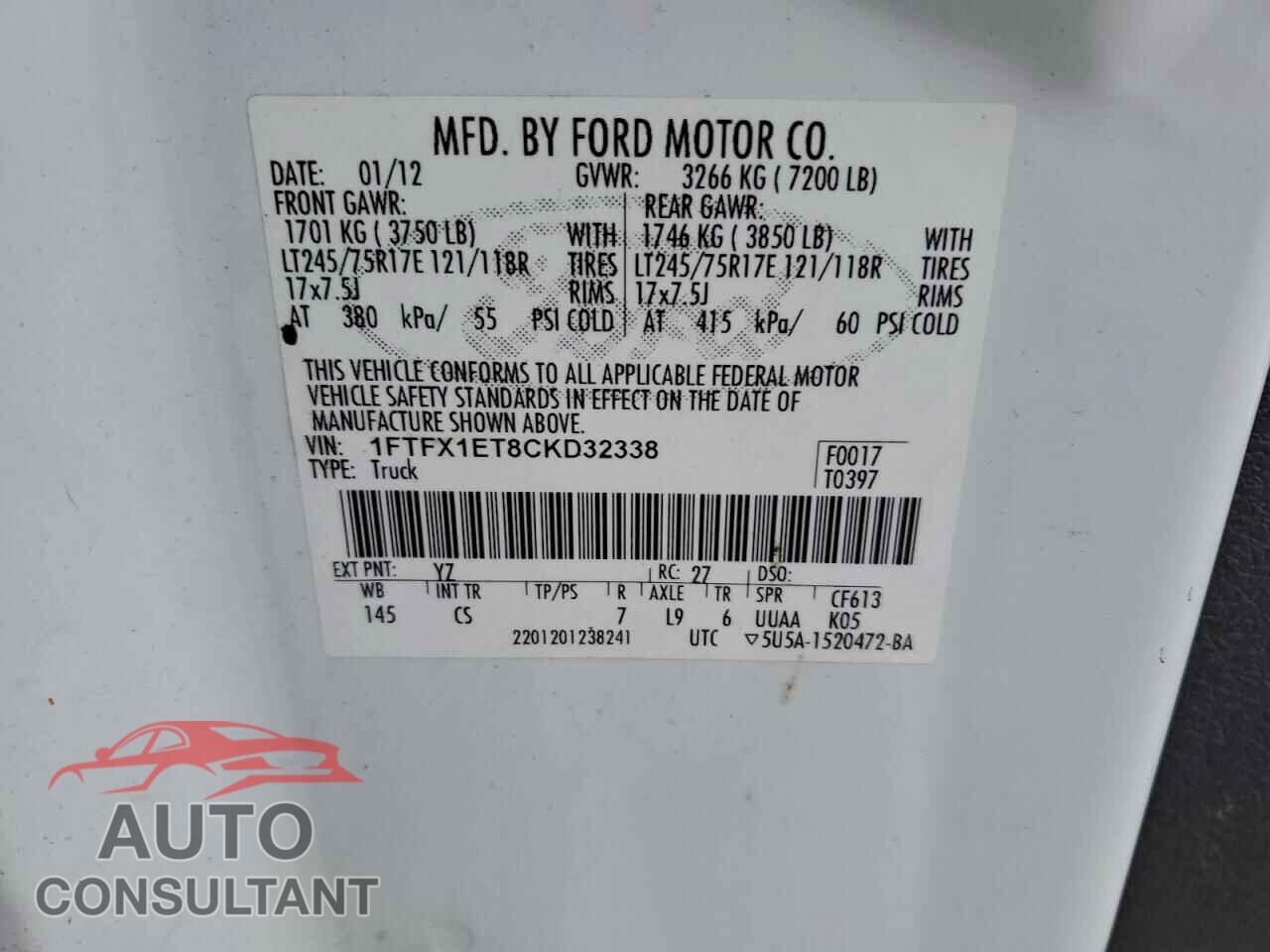 FORD F-150 2012 - 1FTFX1ET8CKD32338