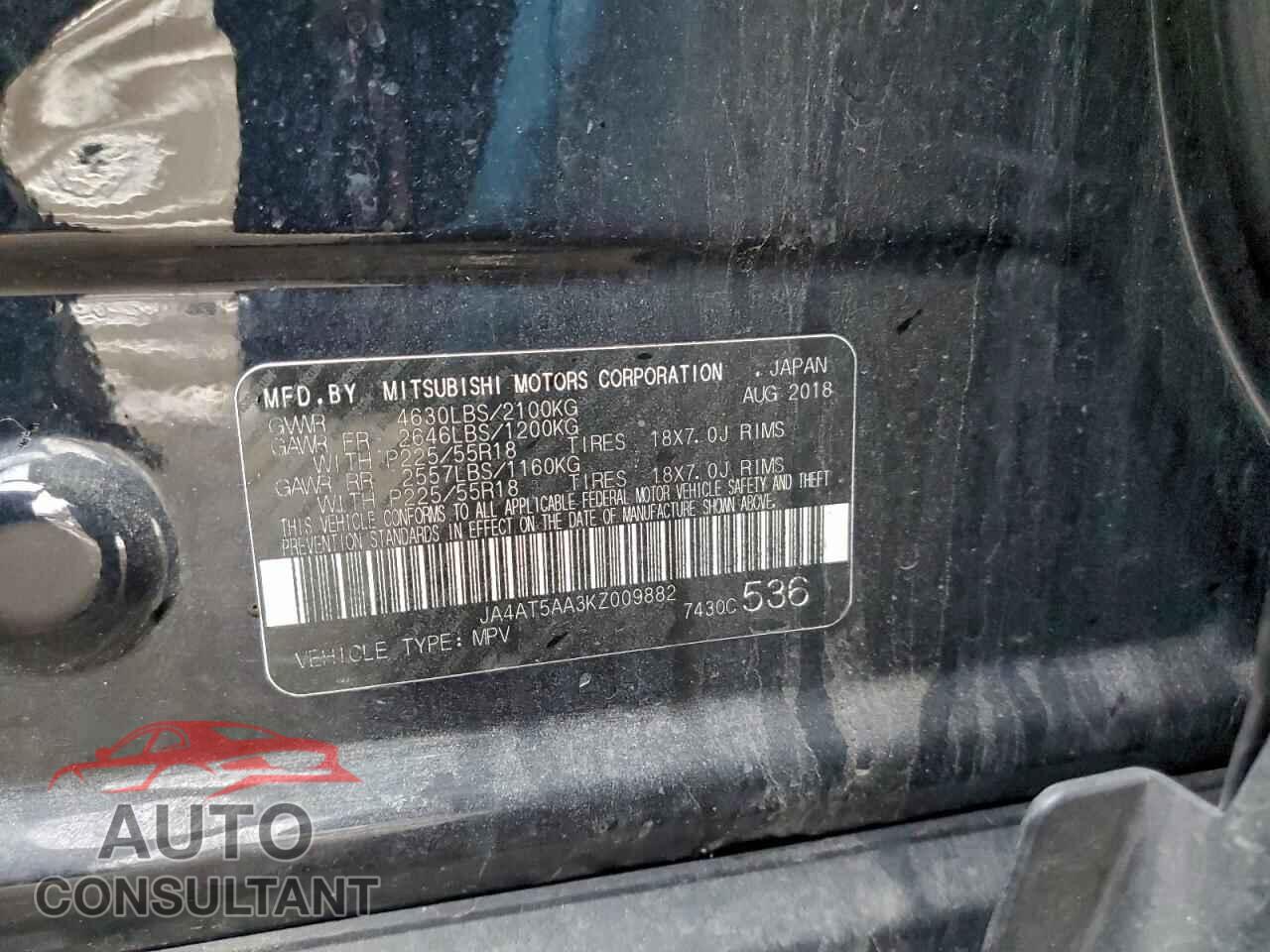 MITSUBISHI ECLIPSE 2019 - JA4AT5AA3KZ009882
