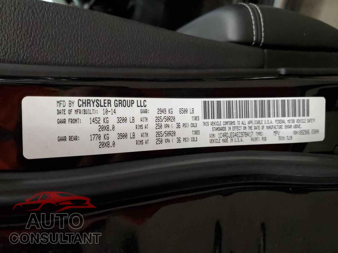 DODGE DURANGO 2014 - 1C4RDJEG4EC978417