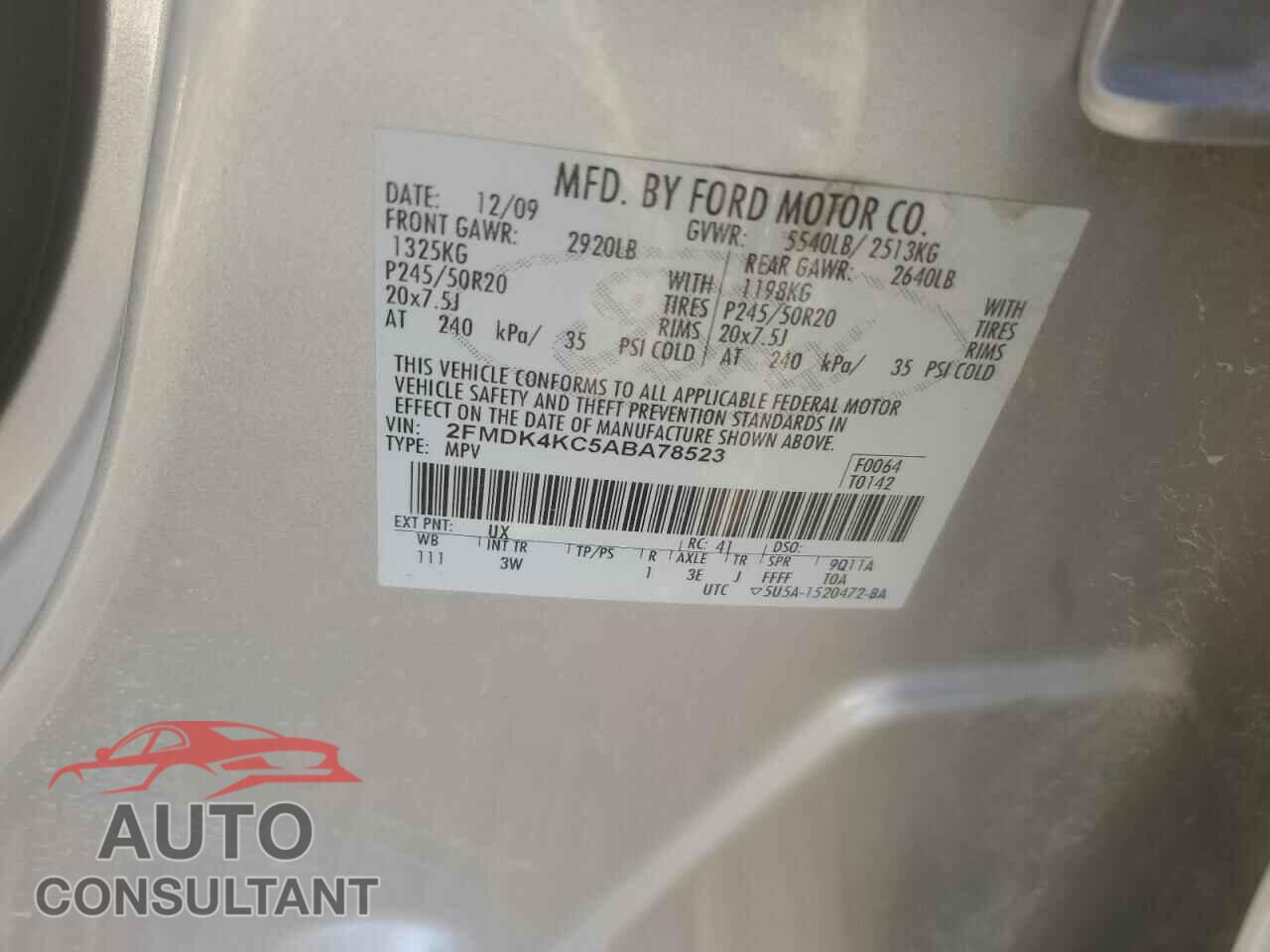 FORD EDGE 2010 - 2FMDK4KC5ABA78523