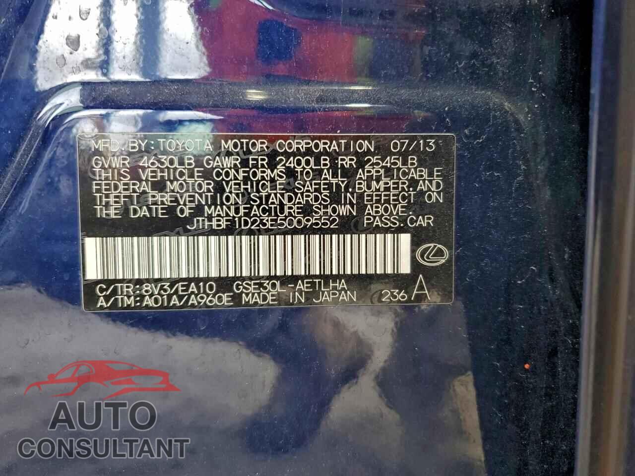 LEXUS IS 2014 - JTHBF1D23E5009552