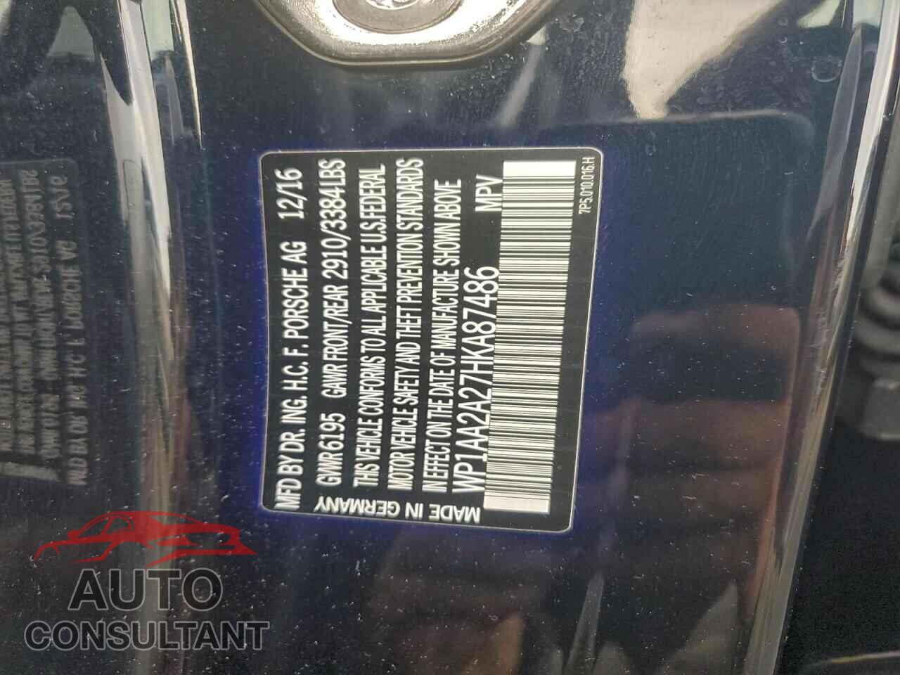 PORSCHE CAYENNE 2017 - WP1AA2A27HKA87486