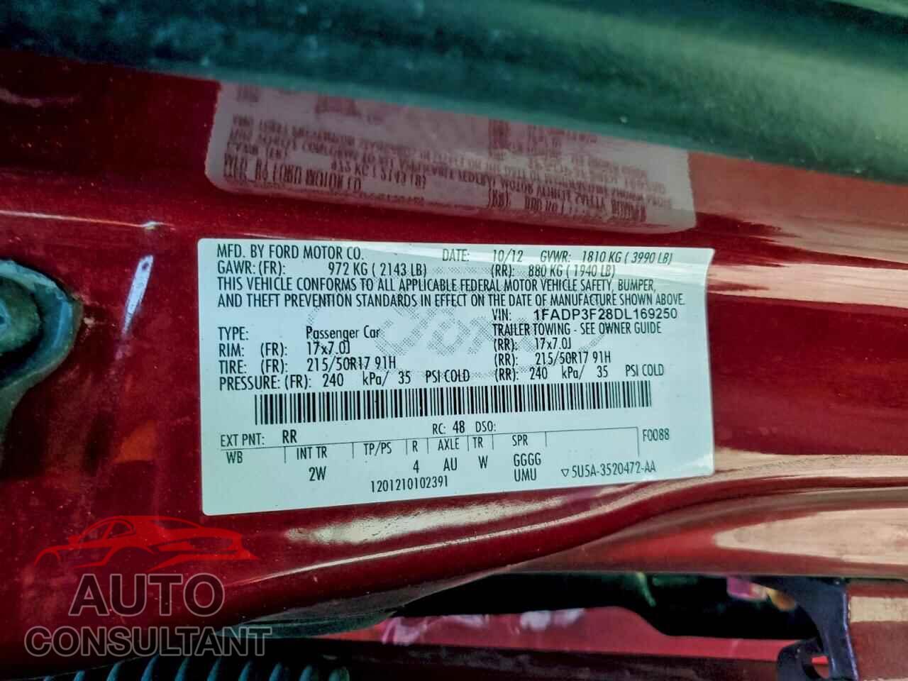 FORD FOCUS 2013 - 1FADP3F28DL169250