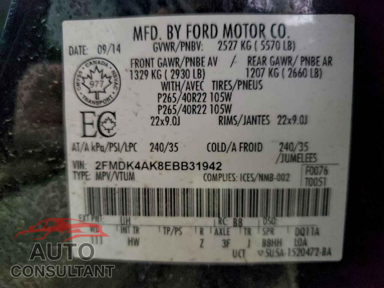 FORD EDGE 2014 - 2FMDK4AK8EBB31942