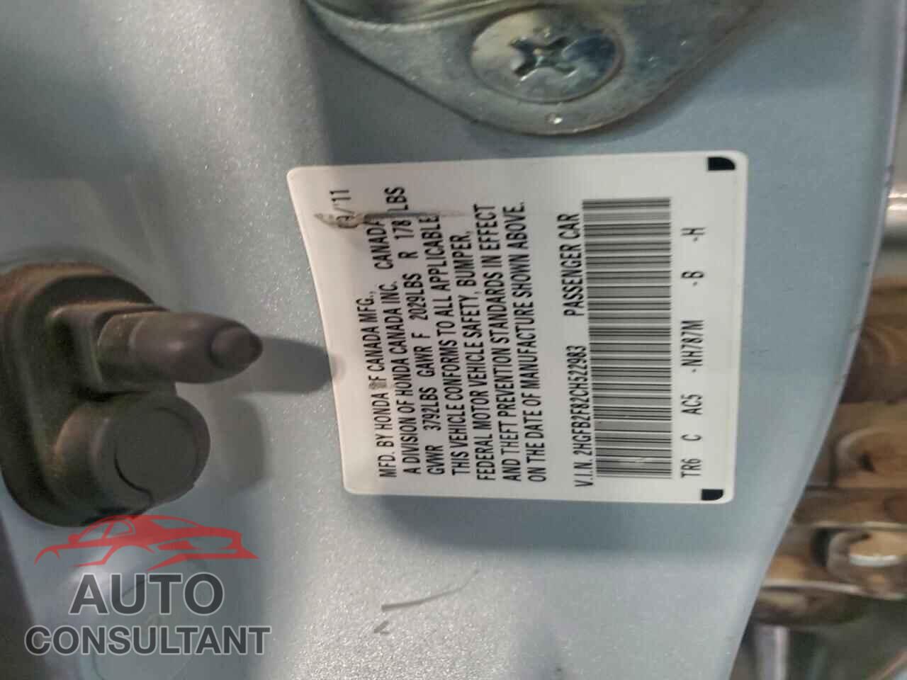 HONDA CIVIC 2012 - 2HGFB2F82CH522983