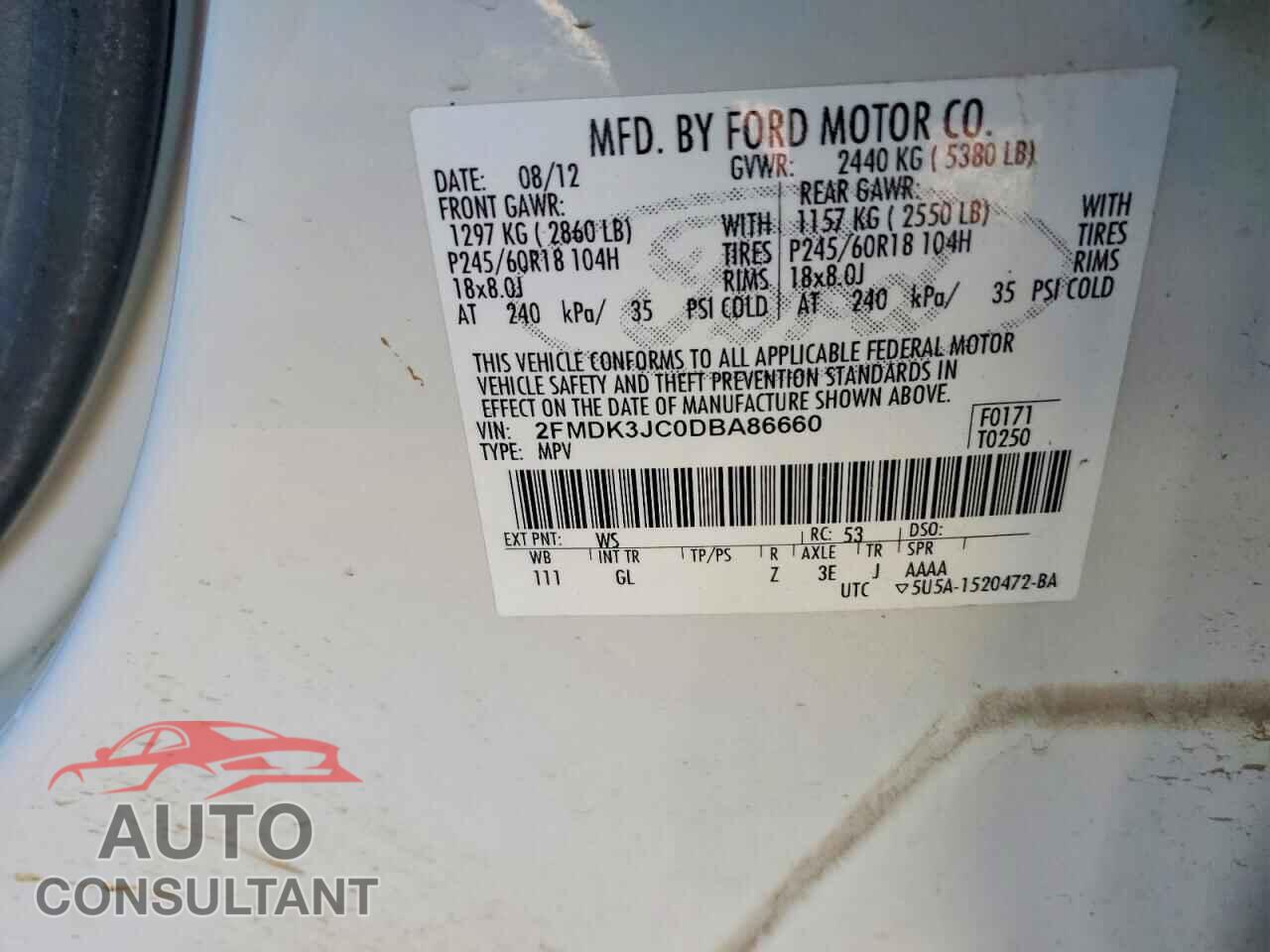 FORD EDGE 2013 - 2FMDK3JC0DBA86660