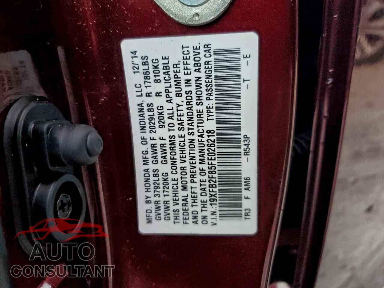 HONDA CIVIC 2015 - 19XFB2F85FE026218