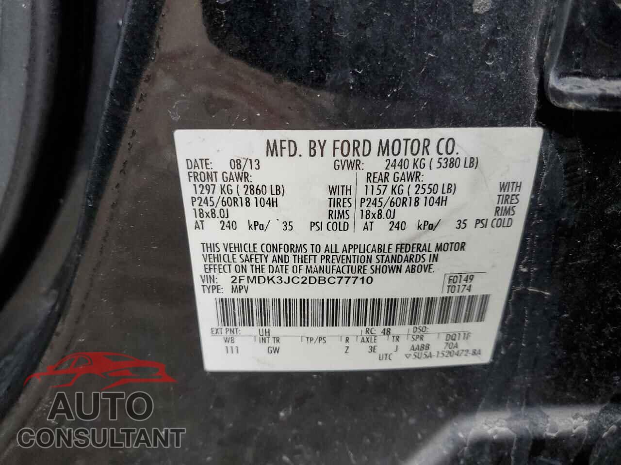 FORD EDGE 2013 - 2FMDK3JC2DBC77710