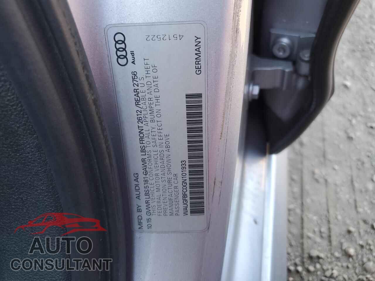 AUDI A6 2016 - WAUGFBFC0GN101933
