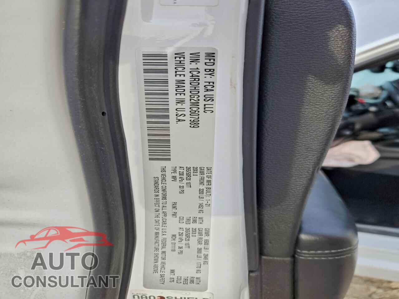 DODGE DURANGO 2021 - 1C4RDHDG2MC607989
