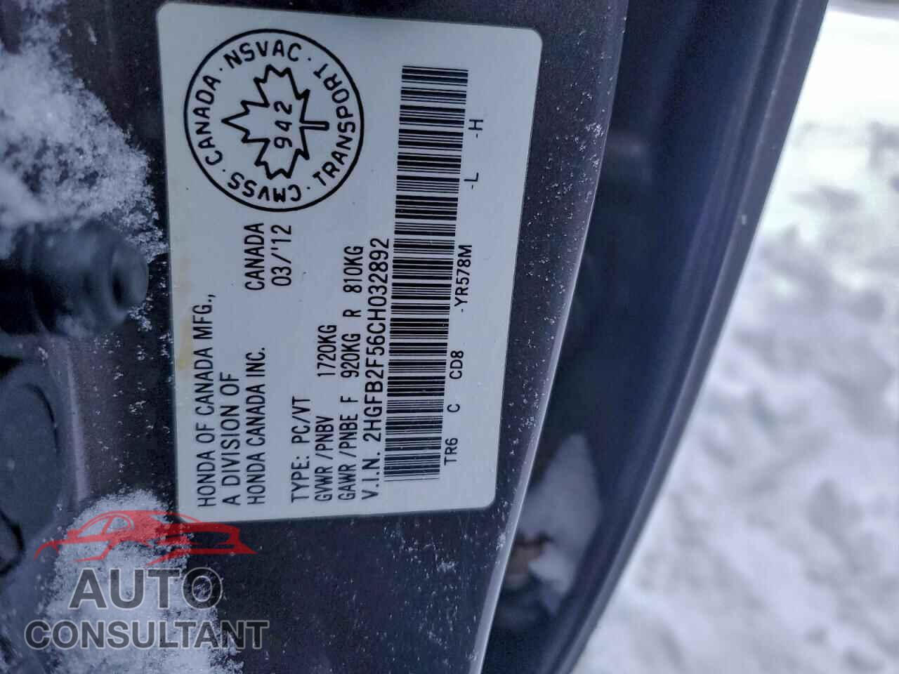 HONDA CIVIC 2012 - 2HGFB2F56CH032892