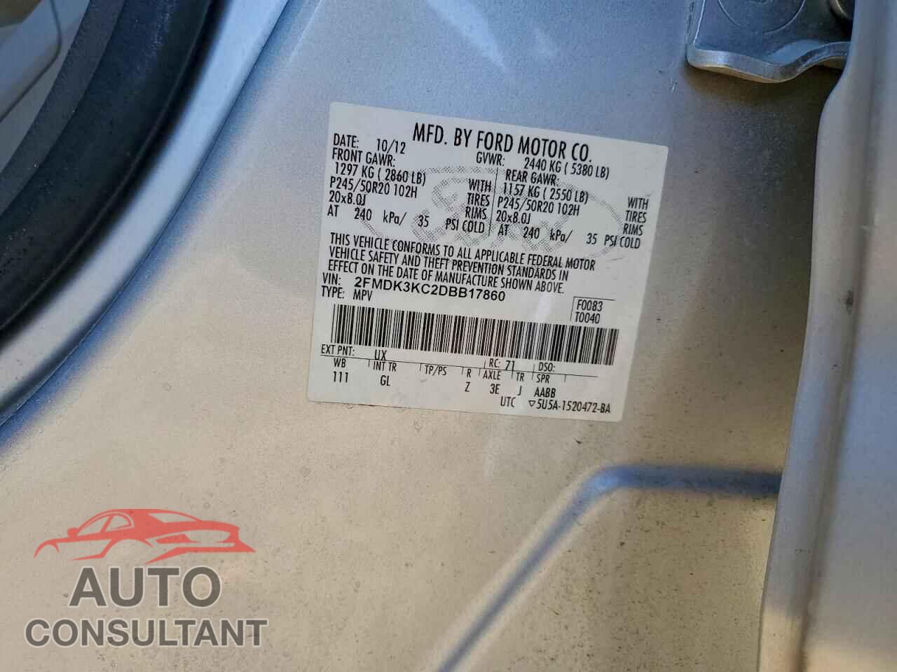 FORD EDGE 2013 - 2FMDK3KC2DBB17860