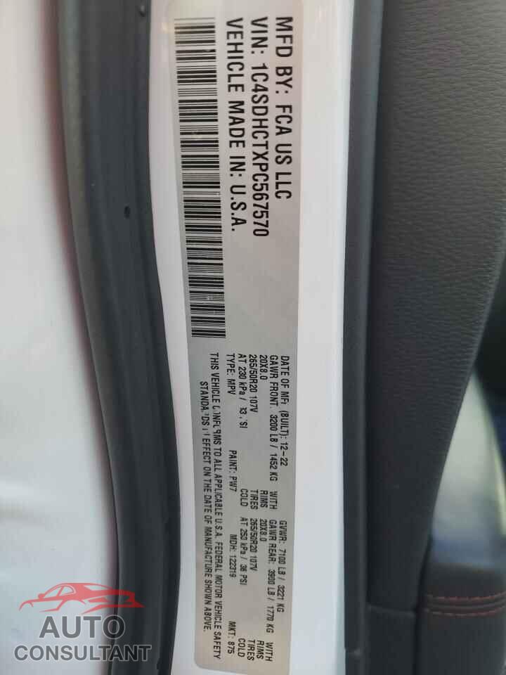 DODGE DURANGO 2023 - 1C4SDHCTXPC567570