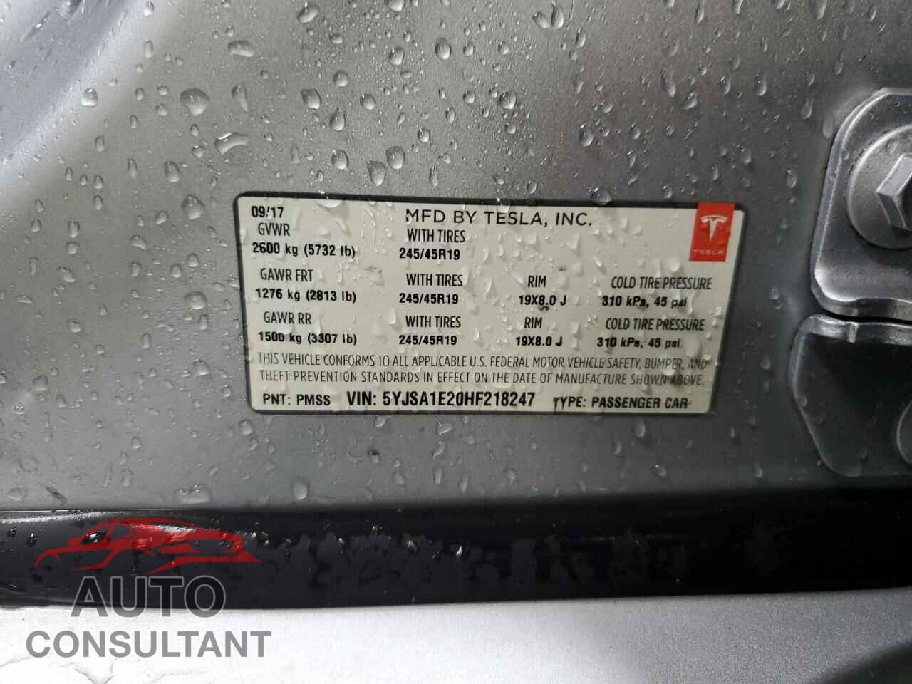 TESLA MODEL S 2017 - 5YJSA1E20HF218247