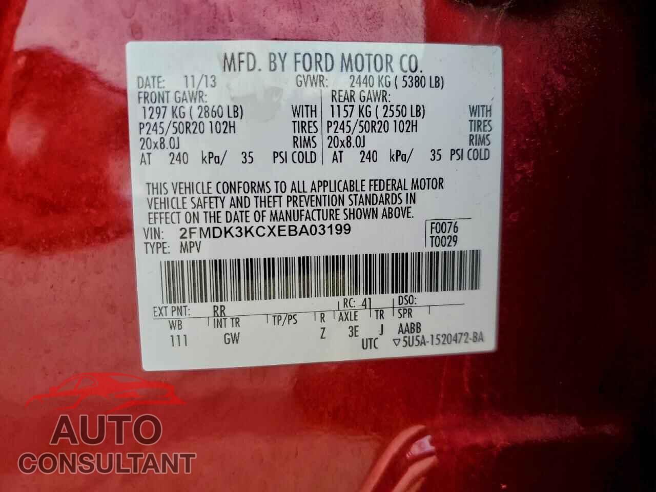 FORD EDGE 2014 - 2FMDK3KCXEBA03199