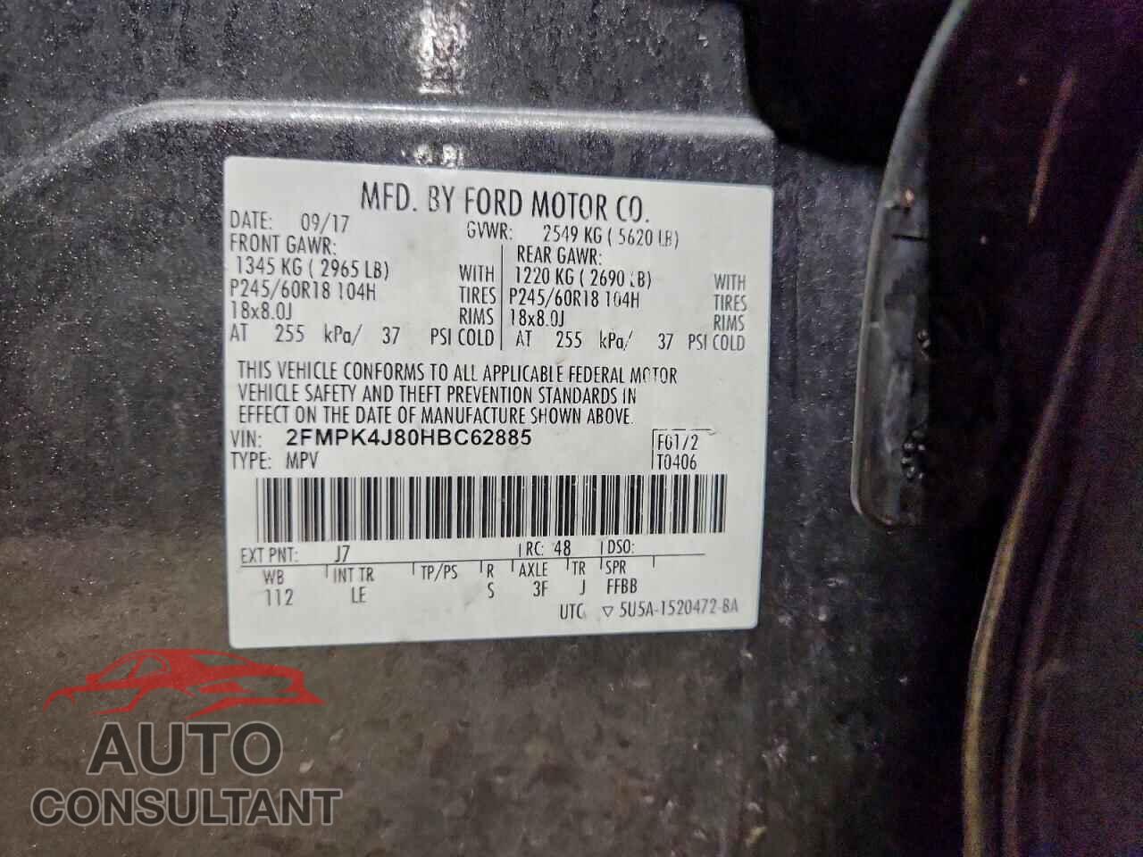 FORD EDGE 2017 - 2FMPK4J80HBC62885