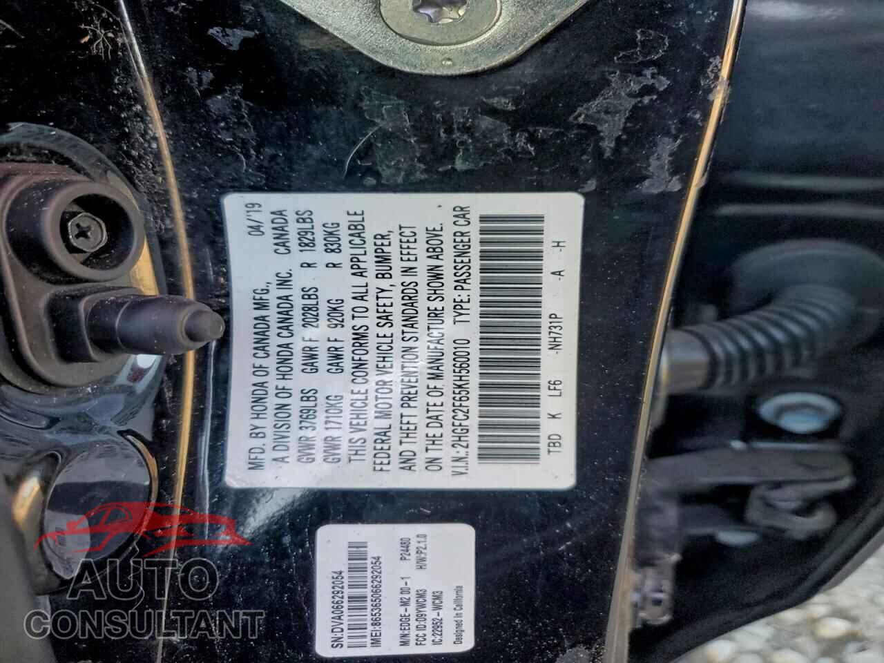 HONDA CIVIC 2019 - 2HGFC2F65KH560010