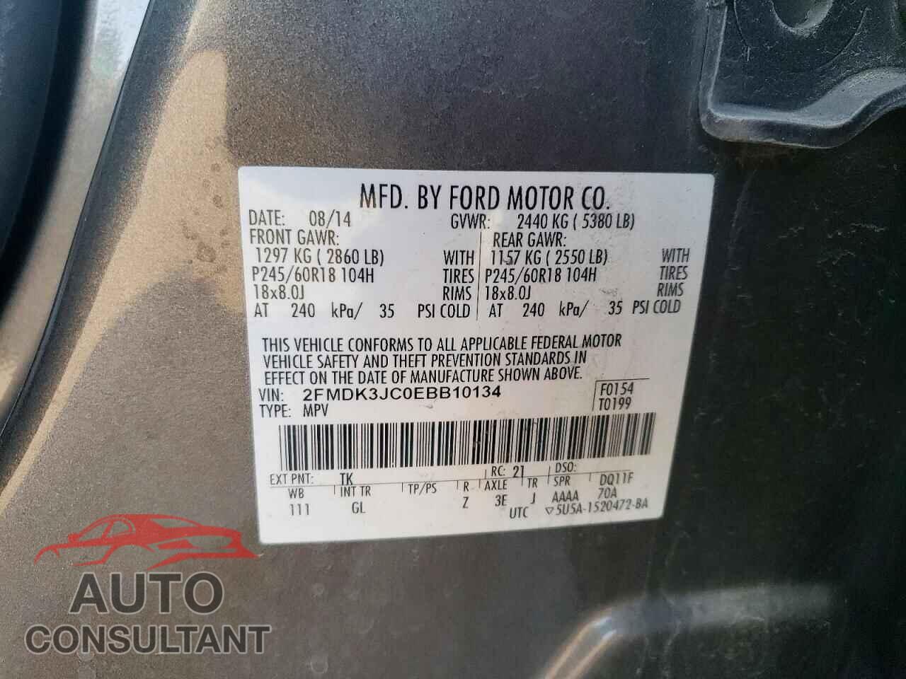 FORD EDGE 2014 - 2FMDK3JC0EBB10134