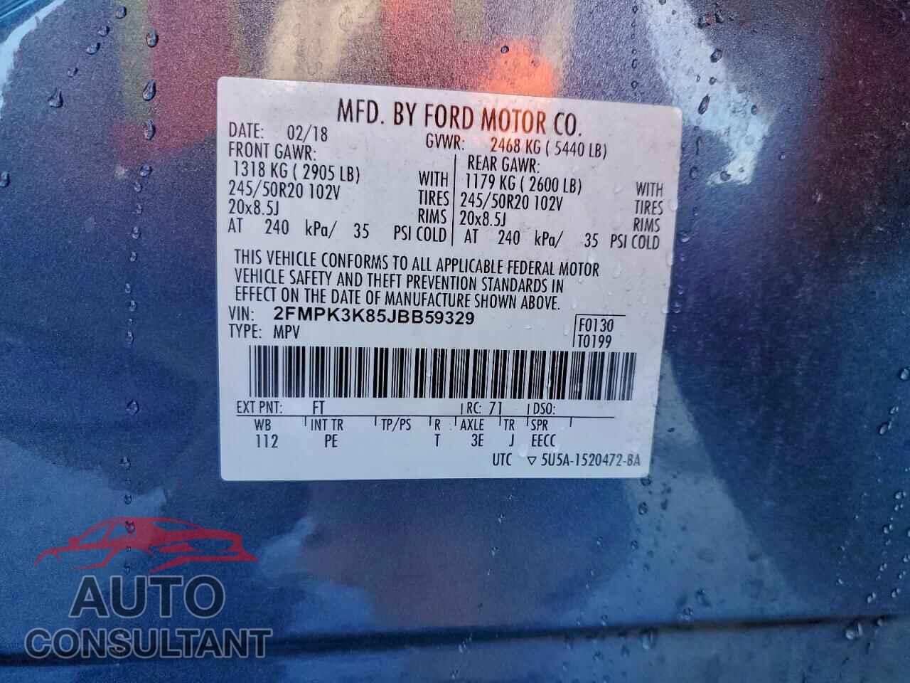 FORD EDGE 2018 - 2FMPK3K85JBB59329