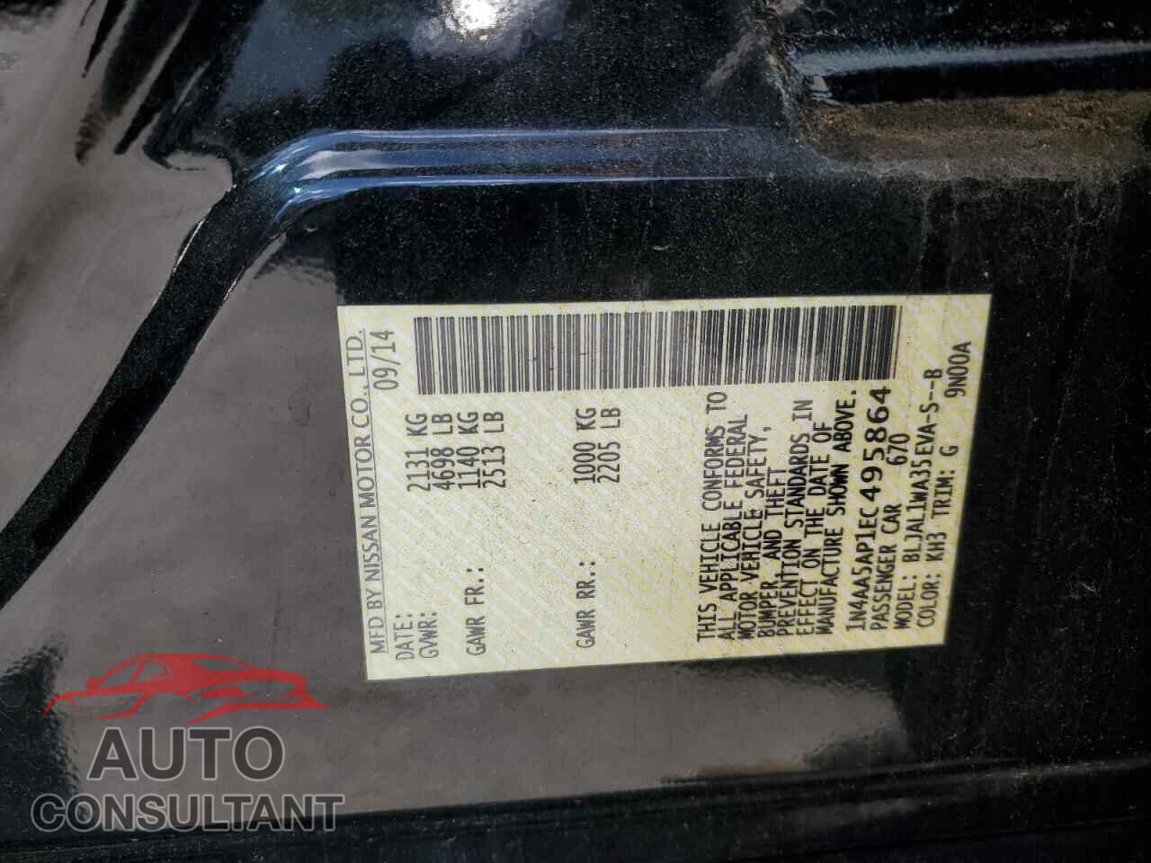 NISSAN MAXIMA 2014 - 1N4AA5AP1EC495864