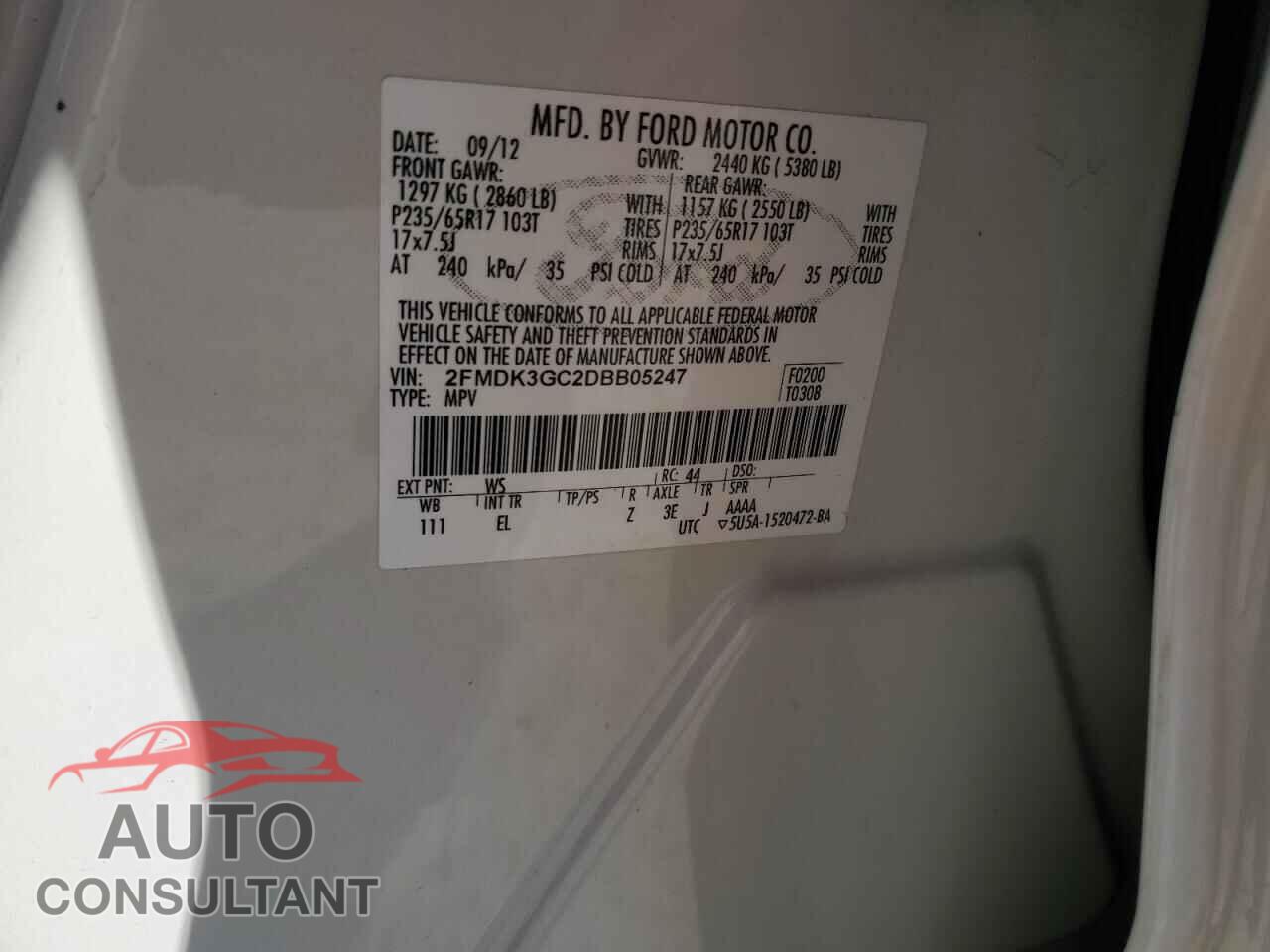 FORD EDGE 2013 - 2FMDK3GC2DBB05247