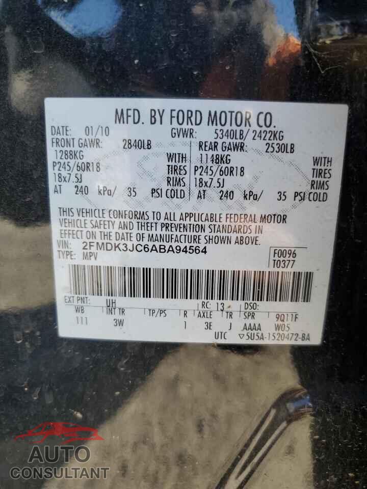 FORD EDGE 2010 - 2FMDK3JC6ABA94564