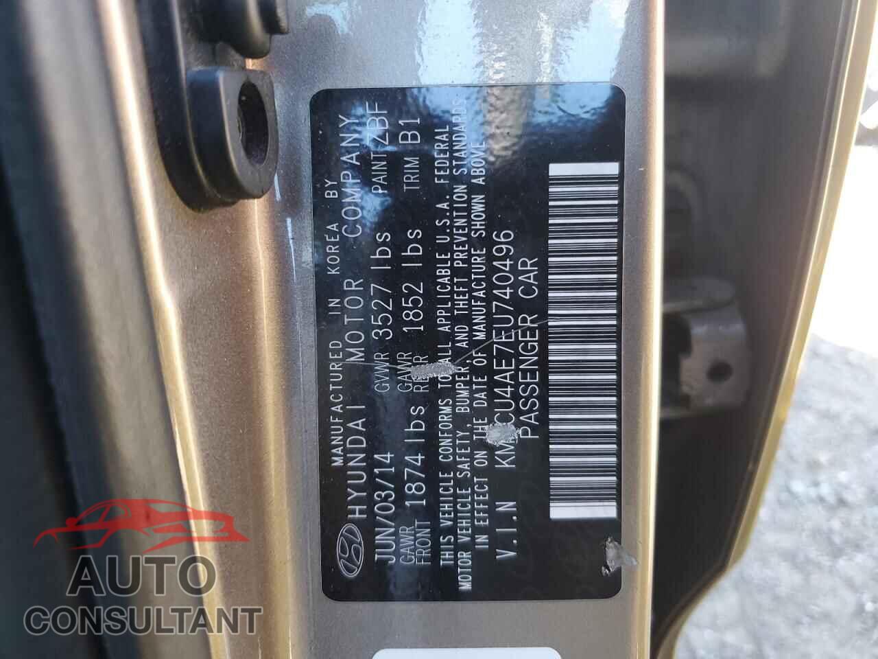 HYUNDAI ACCENT 2014 - KMHCU4AE7EU740496