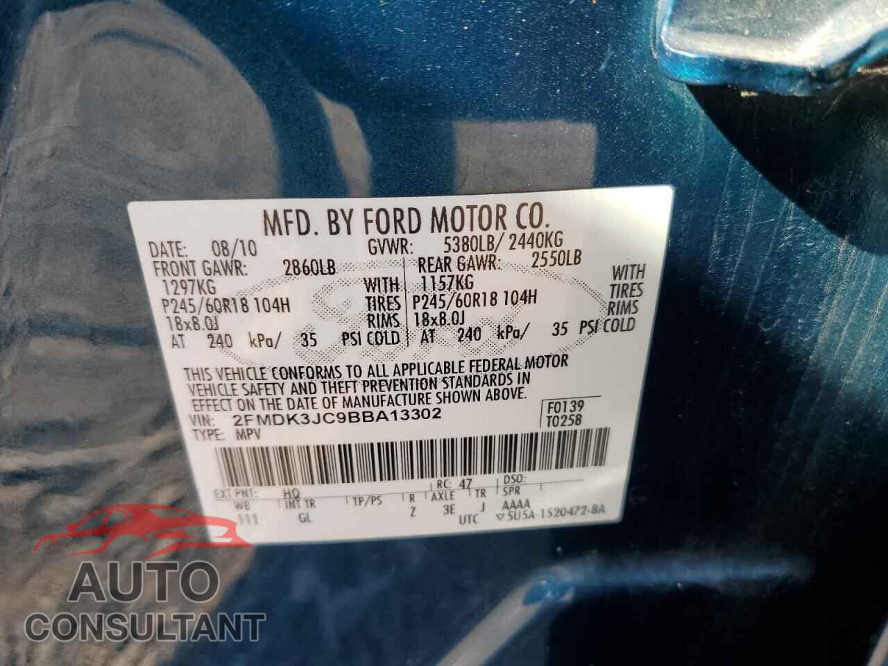 FORD EDGE 2011 - 2FMDK3JC9BBA13302