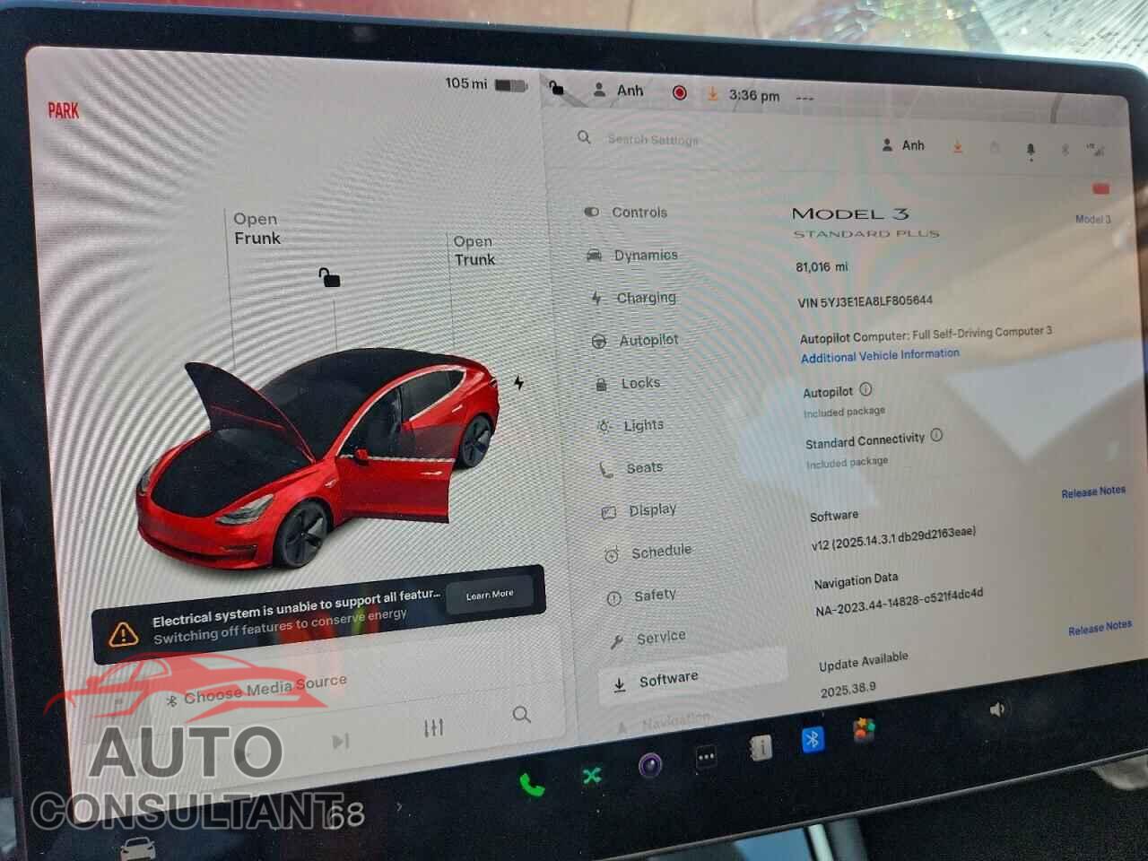 TESLA MODEL 3 2020 - 5YJ3E1EA8LF805644