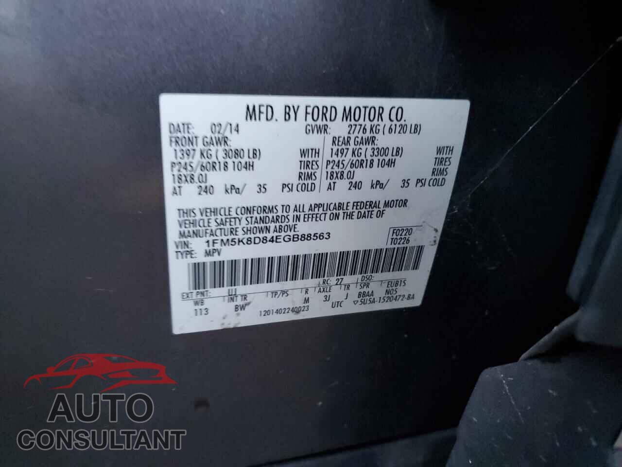 FORD EXPLORER 2014 - 1FM5K8D84EGB88563