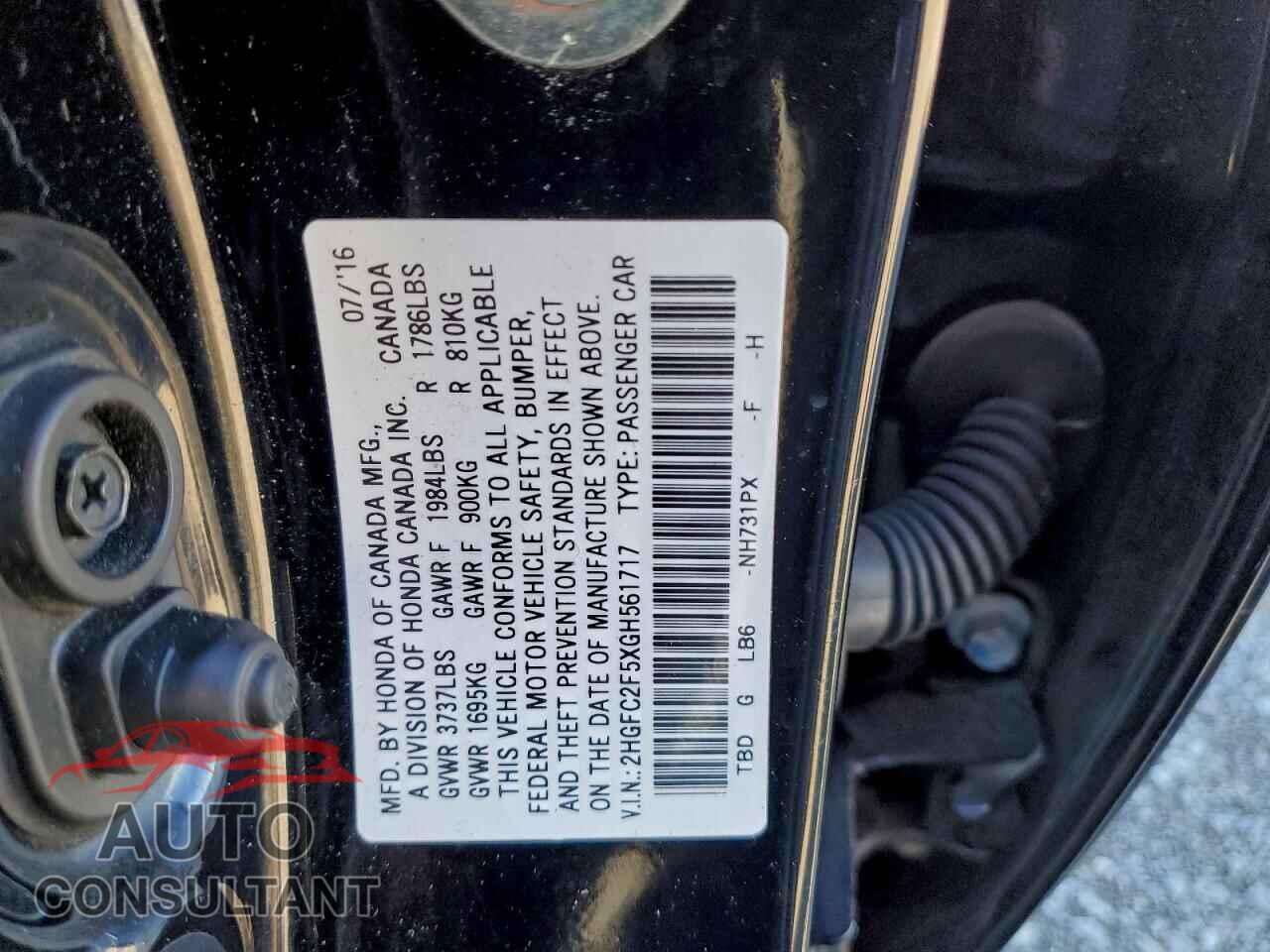 HONDA CIVIC 2016 - 2HGFC2F5XGH561717