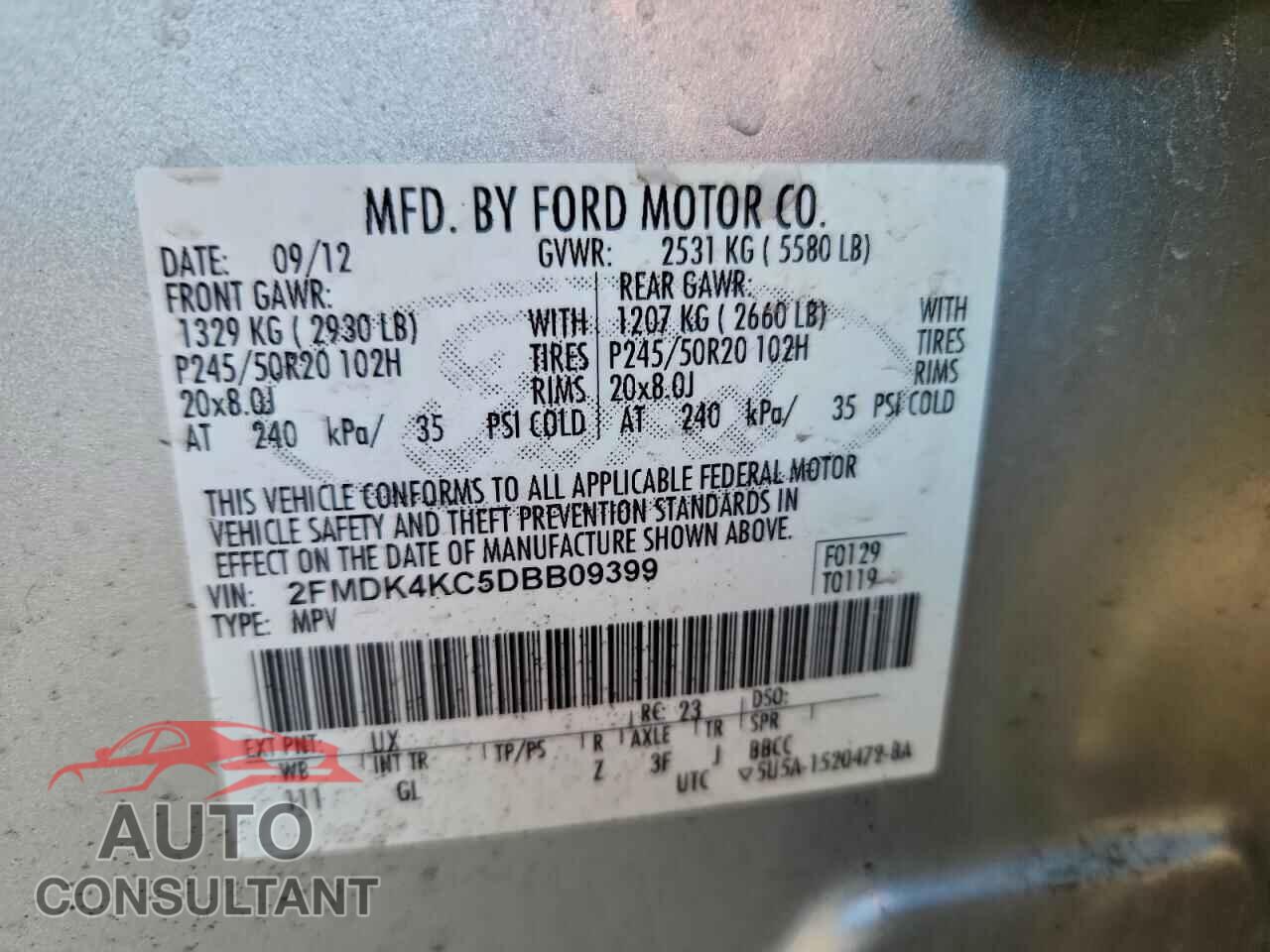 FORD EDGE 2013 - 2FMDK4KC5DBB09399