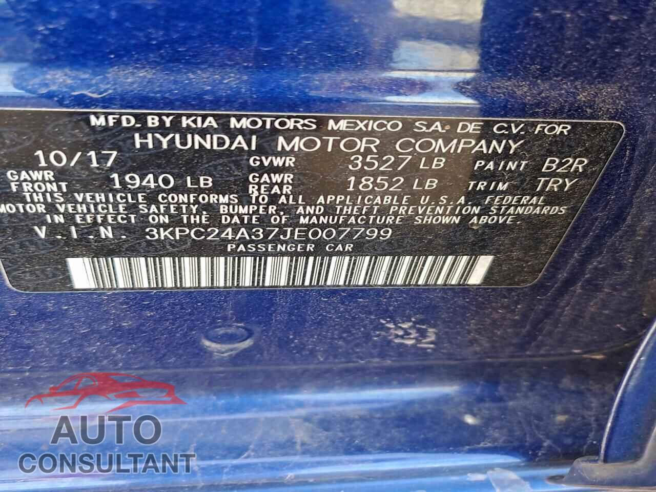 HYUNDAI ACCENT 2018 - 3KPC24A37JE007799