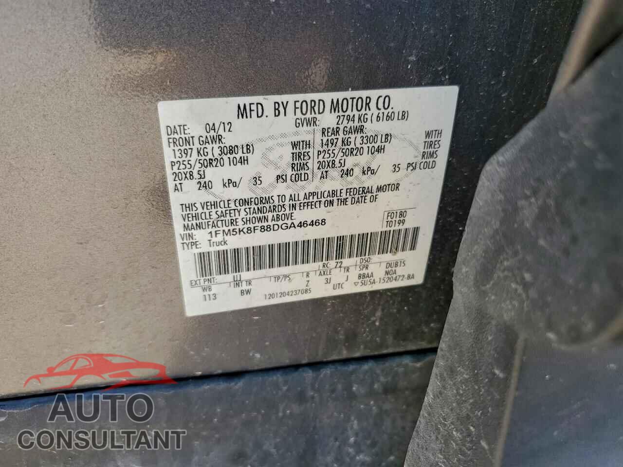 FORD EXPLORER 2013 - 1FM5K8F88DGA46468