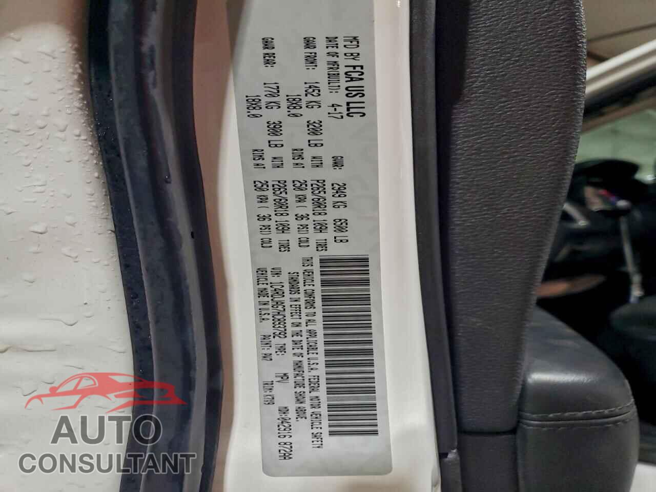 DODGE DURANGO 2017 - 1C4RDJAG7HC893792