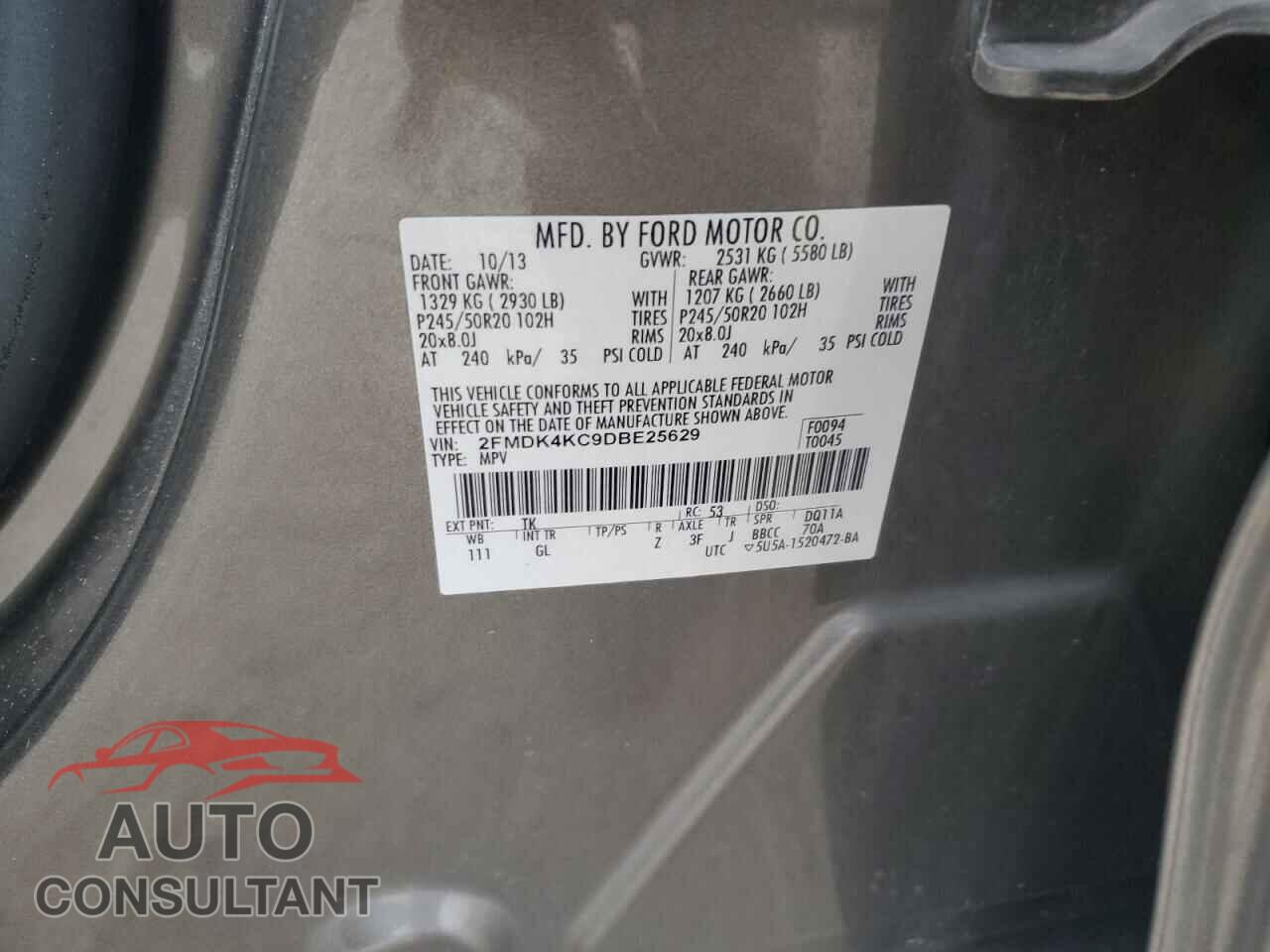 FORD EDGE 2013 - 2FMDK4KC9DBE25629
