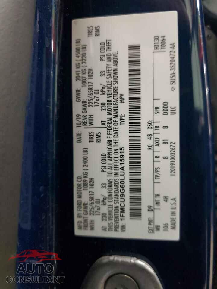 FORD ESCAPE 2020 - 1FMCU9G60LUA15915