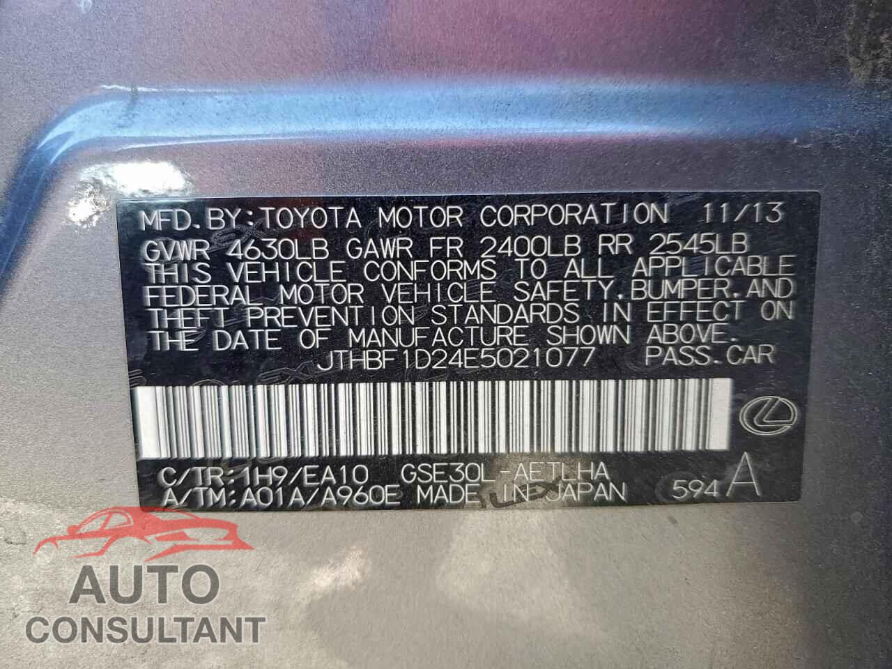 LEXUS IS 2014 - JTHBF1D24E5021077