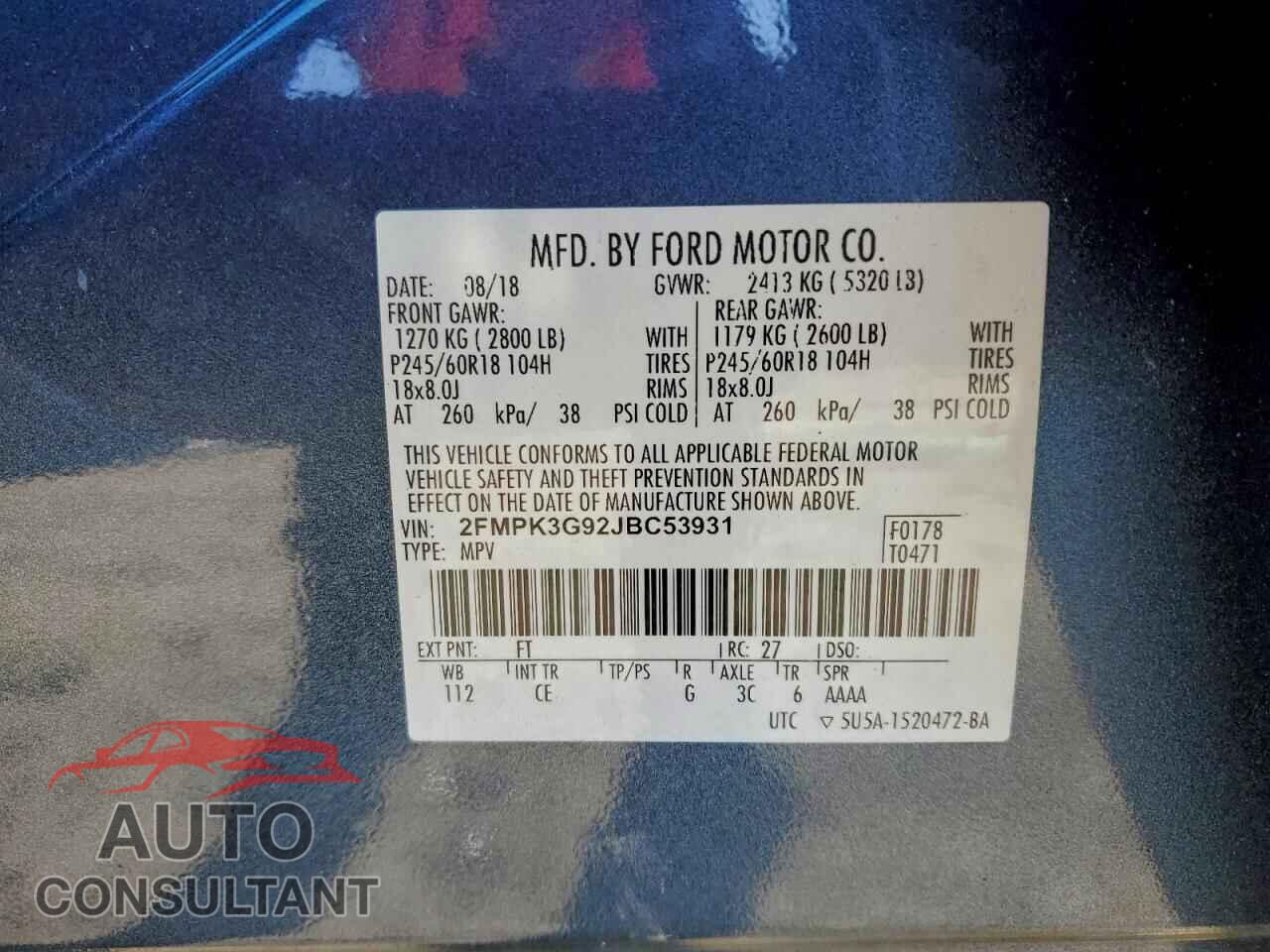 FORD EDGE 2018 - 2FMPK3G92JBC53931