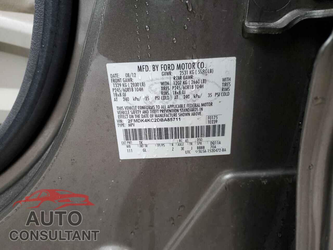 FORD EDGE 2013 - 2FMDK4KC2DBA85711