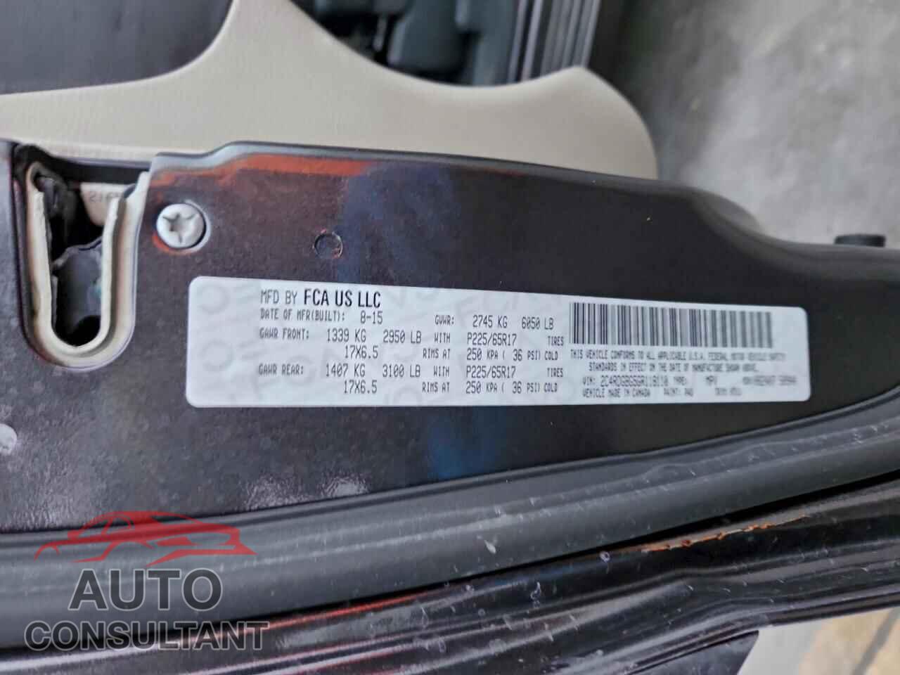DODGE CARAVAN 2016 - 2C4RDGBG5GR118110