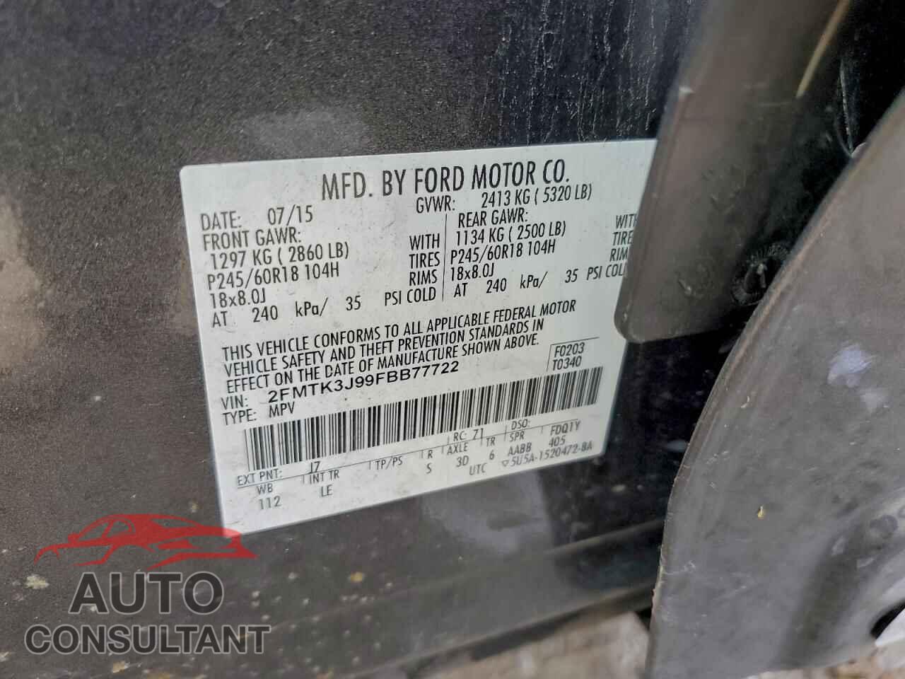 FORD EDGE 2015 - 2FMTK3J99FBB77722