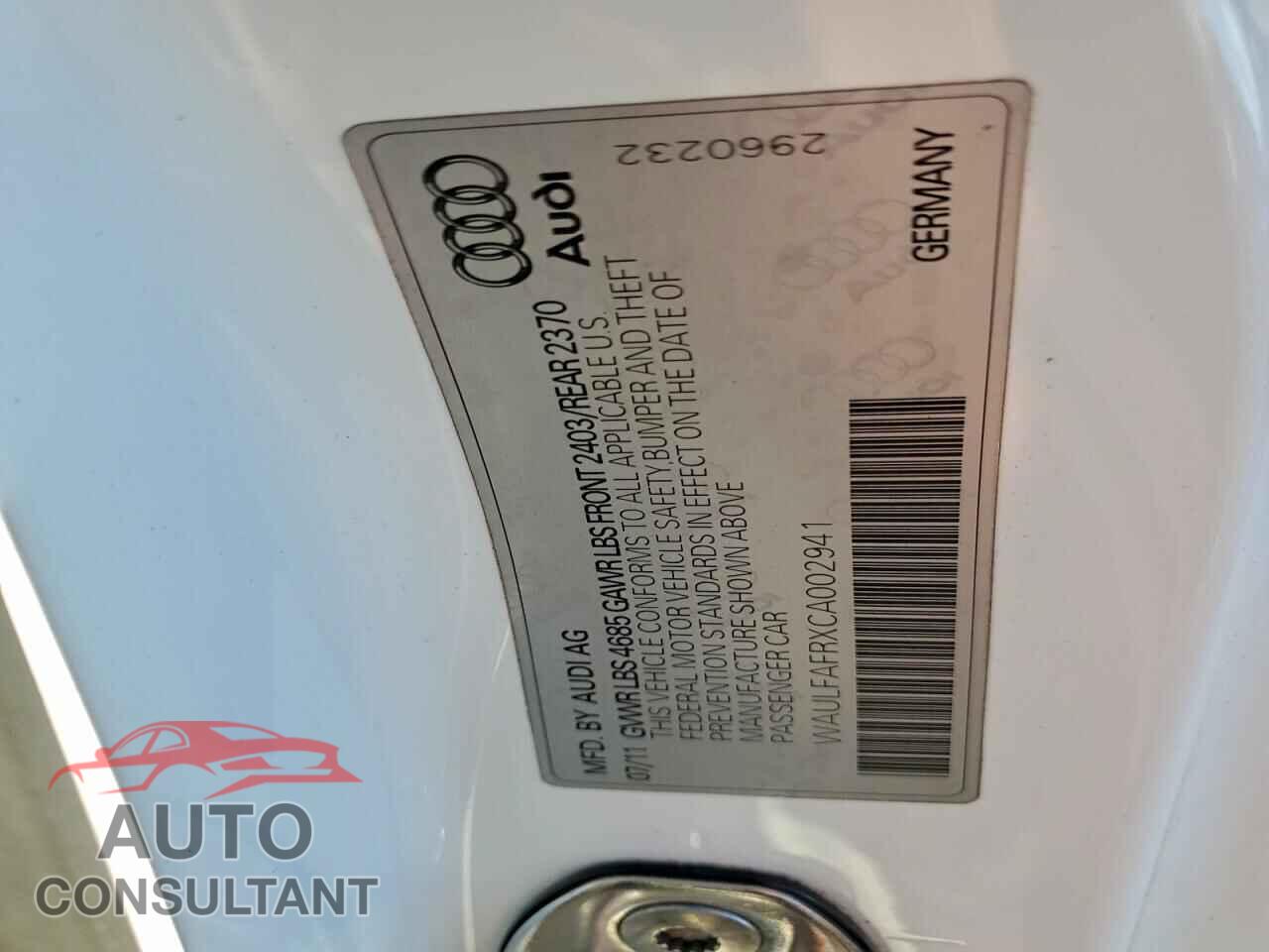 AUDI A5 2012 - WAULFAFRXCA002941