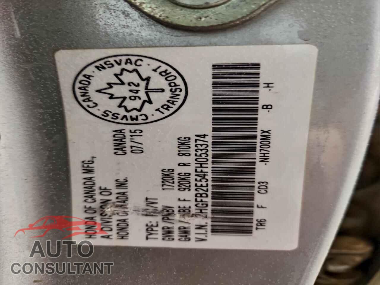 HONDA CIVIC 2015 - 2HGFB2E54FH053374
