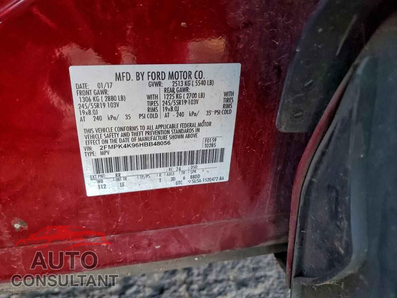 FORD EDGE 2017 - 2FMPK4K96HBB48056