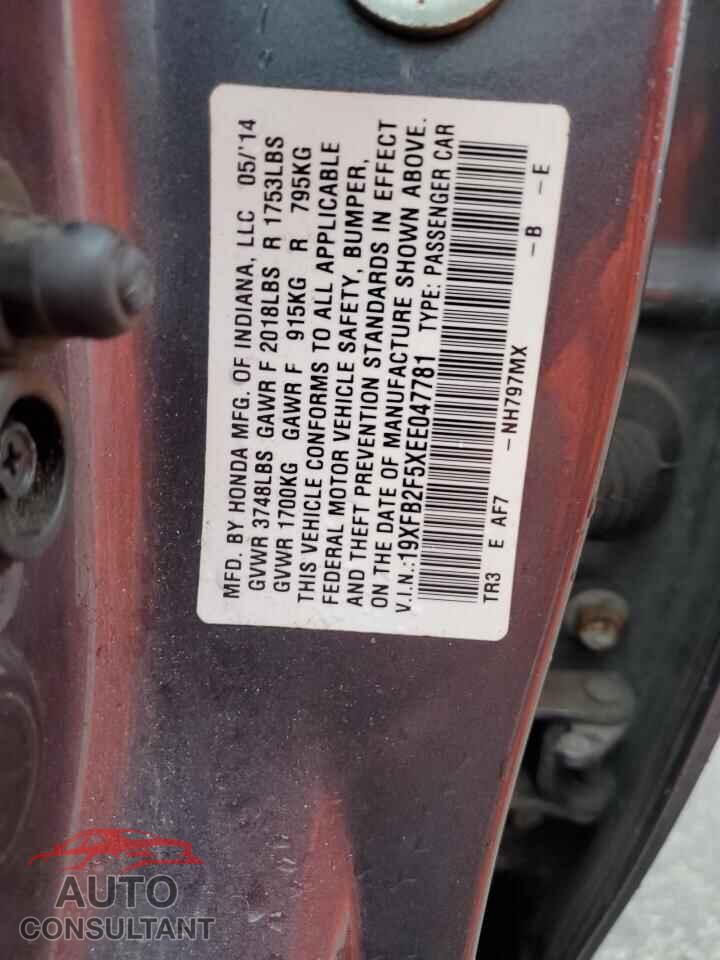 HONDA CIVIC 2014 - 19XFB2F5XEE047781